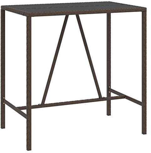 Generico Kangqiling Bartisch mit brauner Glasplatte 110 x 70 x 110 cm Polyrattan, braun, 362587