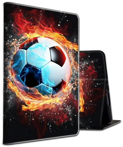 Case for iPad Air 11 (2024)/ iPad Air 6th/5th/4th Gen Case (2025/2024/2022/2020) 10.9 Inch PU Leather Shockproof Stand Protective Cover with Auto Sleep/Wake for iPad Air 11 2024,Fire Soccer