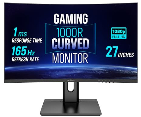 AIDATA Warp 27-Inch Gaming Monitor, 165Hz, 1ms Response, 1000R Curved, FHD, RGB