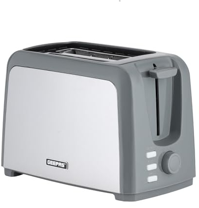 GEEPAS 2 Slice Bread Toaster 7 Browning Level Defrost Reheat Cancel 750W | Removable Crumb Tray Cord Storage Compact Size For Thin Bread Slices