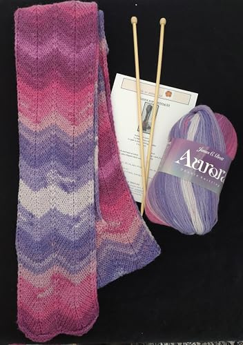 Scarf Knitting kit (Pink Purple and White)