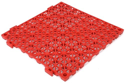 Piastrelle ad incastro per pavimento del garage, tappetini modulari in PVC, antiscivolo e autodrenanti, per garage, autolavaggio/officina, piastrelle per pavimenti rimovibili, 30 x 30 x 1,5 cm, rosso