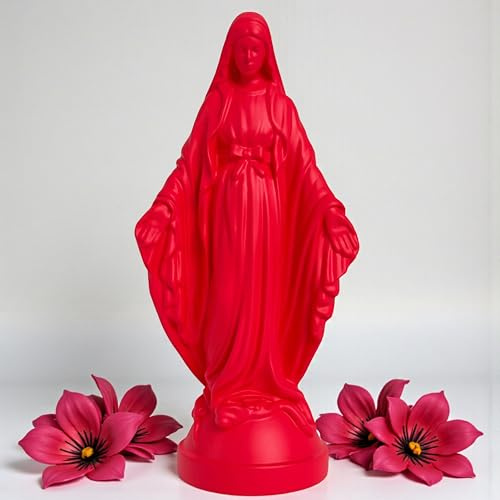 Pop Mary Moderne Jungfrau Maria Statue Dekorative Harzfigur Einzigartiges Sammlerstück Geschenk (Neon Pink)