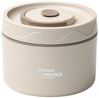 Uulooat Food Warm Lunch Container,Stainless Steel Thermal Lunch Container Portable Thermal Bento Box Food Container Beige C and Portable Easy to Use