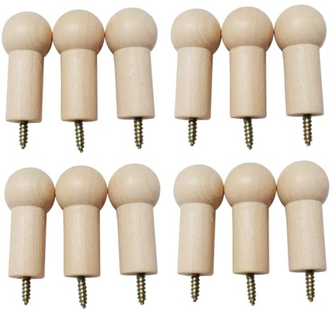 TOYANDONA 12 Stück Teiliges Runde Holz-wandhaken Glatte Oberfläche Robuste Kleiderhaken für Mäntel Hüte Handtücher Einfache Schraubmontage Vielseitig für Schlafzimmer Küche Bad