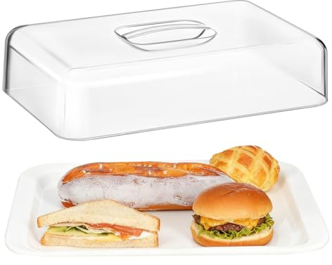 MUELODSIC Cloche Rectangulaire Transparente Acrylique pour Plateau à Gâteau Protection Fraîcheur pour Pâtisseries et Fruits Couvercle Pratique pour Cuisine et Restaurant