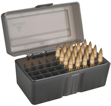 FUNANASUN Patronenbox, Munitionsbox für Kaliber .308， Munitionskiste aus Robustem Kunstoff, Große Kapazität Munitionstaschen Kann 50 Schuss Munition Aufnehmen