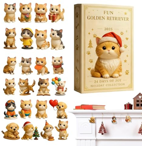 Katzenliebhaber Weihnachts Adventskalender 2026 2D Acryl Ornament | 24 Tage Katze Adventskalender Für Zuhause Wohnzimmer Erwachsene Kinder Urlaub Feiertag