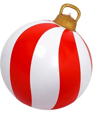 Uoqpty Große Weihnachtskugeln,61 cm große aufblasbare Weihnachtsdekoration - Rot Weiße Festliche Deko für Garten Wohnzimmer Winterfest | Garten Innen Außen Winter Vorgarten Fest Festlichkeiten