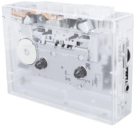Tosuny Lecteur de Cassettes Portable avec Enregistrement USB, Convertisseur de Bande en MP3, Lecteur Audio Personnel Rétro Transparent avec Prise AUX 3,5 Mm, Prend en Charge la