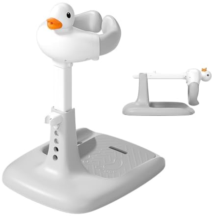 Relaxdays Baby-Duschständer höhenverstellbar, HBT: 45-67x50x40cm, grau-weiß | Duschhilfe Kinder, stabil, rutschfest, ABS