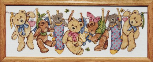 Kreuzstich Stickpackung Teddies auf der Leine, Zählmuster