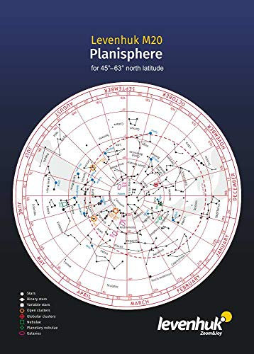 Levenhuk M20 Große Planisphäre — Drehbare Sternkarte für 45°-63° Nördliche Breite, Laminiert (Englische Ausgabe)