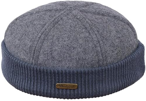 Sterkowski Navy Watch | Wolle Beanie Kappe für Herren und Frauen | Docker Cap Leon der Profi Beanie Fahrrad Mütze Kapitänsmütze Wintermütze 58 cm Grau