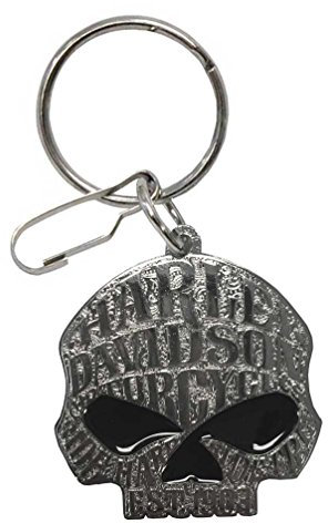 Harley-Davidson Willie G Sugar Skull Logo Enamel Key Chain, Silver 4382
