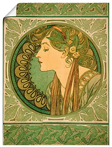 ARTLAND Wanddeko Poster & Kunstdrucke Wandposter 60x80 cm Frau Blätter Portrait Silhouette Lorbeer 1921 Jugendstil Alfons Mucha R0HU