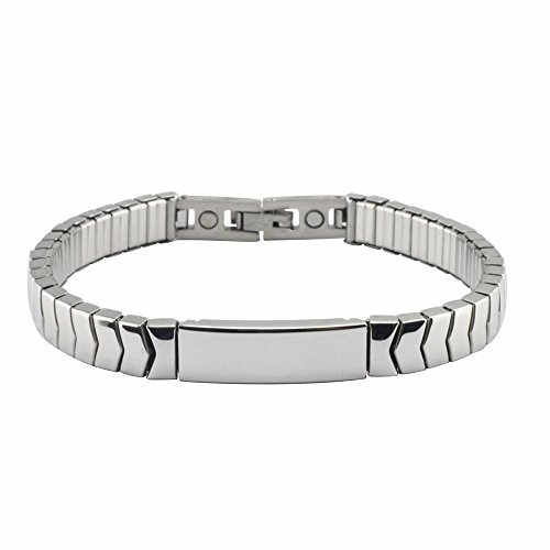 Flexibles Schlichtes Neodym Magnetarmband Energetix 4you 439 Cu mit Kupfer Uni Silber gravierbar Breite 8 mm Gr. L - XXL Magnetix universal