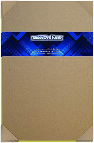 ThunderBolt Paper 15 Sheets Chipboard 24pt (point) 12 X 18 Inches Light Medium Weight Large|Poster Size .024 Caliper Thick Cardboard Craft Packaging Brown Kraft Paper Board