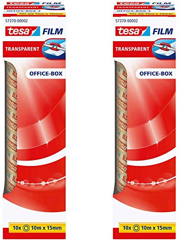 tesa tesafilm transparent (2 Box, 10m x 15mm, Box mit 10 Rollen)