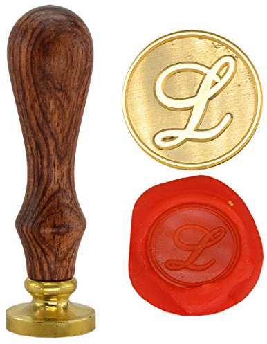 SYAYA Retro Messingkopf Holzgriff 26 Buchstaben A-Z Alphabet Buchstabe Initiale Wachs Classic Siegelwachs Stempel GZ3 (L)