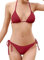 SHEKINI Sexy Halterneck Triangolo Brasiliana Bikini Donna Push-Up Costumi da Bagno Donna Due Pezzi Beachwear Donna Mare e Piscina (Small, Vino Rosso)