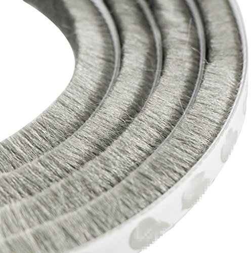 UOOOM 5m winddicht Staubdicht Tür Fenster Dichtungsband selbstklebend Bürstenleiste 9 x 13 mm - für Lücken (5 Meter, Grau)