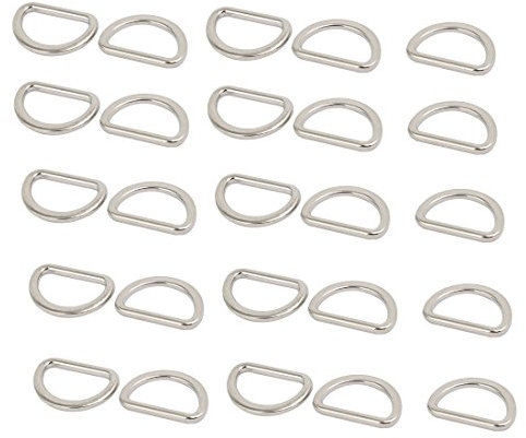 sourcing map 25 Stück 15mm D-Ringe Halbringe geschweißt Zinklegierung Flach Ring Silberton DE de