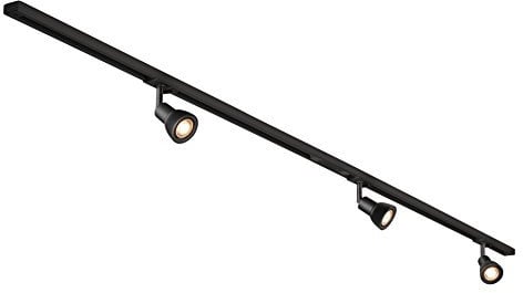 SLV LED Schienensystem PURIA, Starter Set, 1Phasen Schienen-Leuchte zur individuellen Innen-Beleuchtung, dreh- und schwenkbare Decken-Spots, Strahler-Schiene, Deckenstrahler, Decken-Lampe, 3x GU10