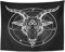 Emvency Tapisserie Pentagramm mit Dämonen Baphomet Satanischer Ziegenkopf Binärsymbol Tattoo Retro Musik Sommer für Biker Schwarz Home Decor Wandbehang für Wohnzimmer Schlafzimmer Wohnheim 152x203cm