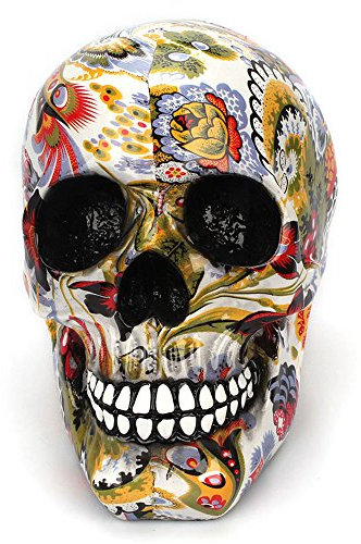 Tvoip Kreative bunte Totenkopf-Ornamente, Kunstharz, Halloween, Horror, moderne Totenkopf-Statue, Persönlichkeit, Heimdekoration