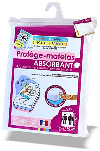 Linge des Familles - Protège Matelas 140x190 cm - 100% Coton - Alèse Molleton Absorbante Respirante - Label Oeko-TEX® Standard 100 - Made in Europe - Élastique Tout Autour