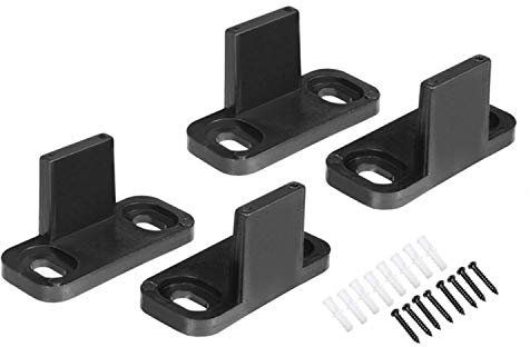 2 Pairs Barn Door Guides Plastic Adjustable Sliding Barn Door Floor Guide with 8 Screws Door Hardware - Black