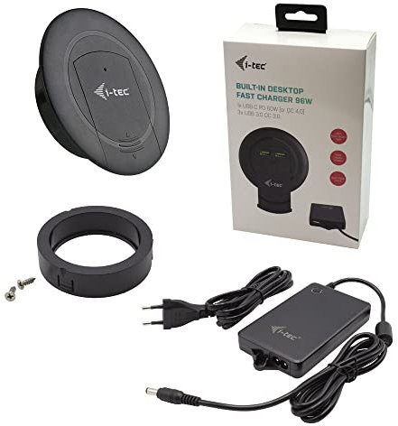 i-tec USB 3.0/USB-C Tisch-Hub mit 1x USB-C Power Delivery 85W und 2X USB 3.0 Quick Charge (EIN zusätzlicher USB-Anschluss ist Teil des mitgelieferten Netzteils)