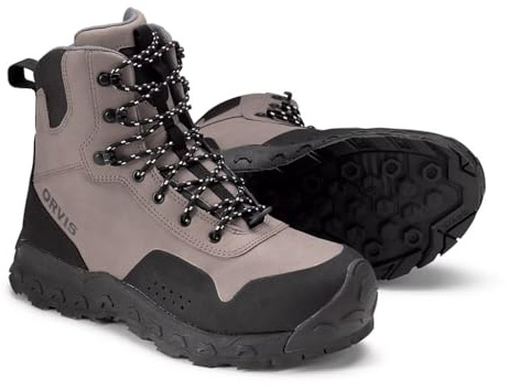 Orvis Clearwater Wading Boots for Men - Heavy Duty Non Slip Men’s Fishing Waders with Rubber Toe Bumper and Felt Bottom, Gravel - 10