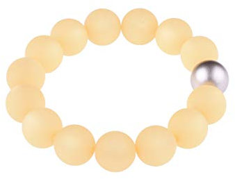 Adi-Modeschmuck Polaris Armband Fiona, 14mm große original italienische Polarisperlen mit Einer Akzentperle in metallic Silber, handgefertigt in Berlin (Beige)