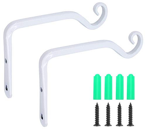 Gearific 2 soportes para cestas colgantes, ganchos para colgar en la pared de hierro para macetas, comederos para pájaros, carillón de viento
