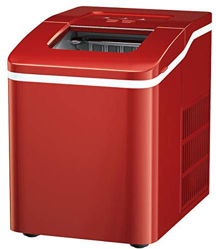 DREAMADE Machine à Glaçons avec Fonction de Nettoyage, Appareil de Préparation de Glace 120W avec Capacité 1,6L, Idéal pour Maison,Bureau,Café (Rouge)