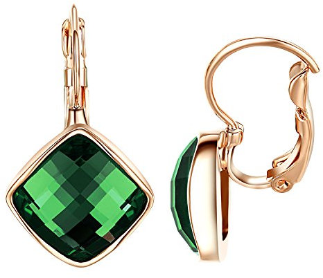 Vissen Boucles D'oreilles Cristal Vert Pendante Femme Boucle D'oreille Plaqué Or Dormeuse Pierre Verte Piercing Bijoux Cadeau