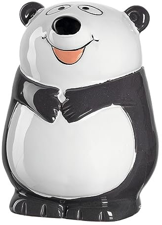 LEONARDO HOME Bambini Panda Spardose, Keramik Sparschwein mit Schlüssel, Geschenk für Kinder Jungen Mädchen, 12,2 cm, schwarz weiß bunt, 039197