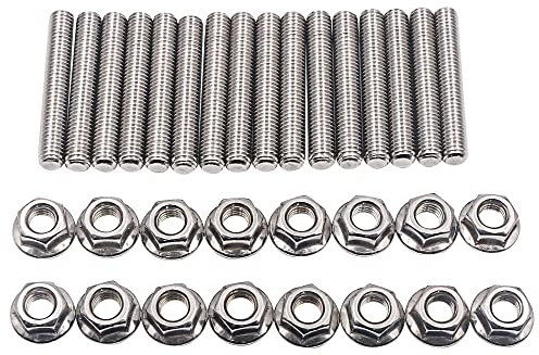 CENPEK Kit de espárragos de colector de Escape de Acero Inoxidable, 16 Piezas, 2 colectores para V8 de 4,6 y 5,4 litros
