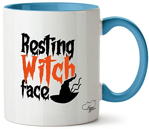 Hippowarehouse Resting Witch face Halloween Hat Printed Mug Various Colour Options Ceramic Cup Kitchenware 11oz