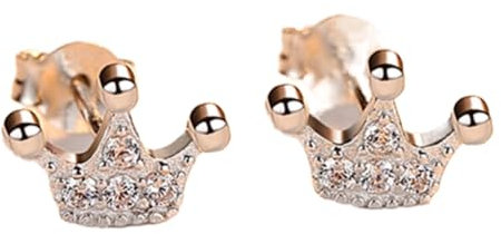 925 Sterling Silber Nette Prinzessin Krone Ohrstecker Für Frauen Funkelnde Ohrringe Schmuck Party Zubehör Geschenke