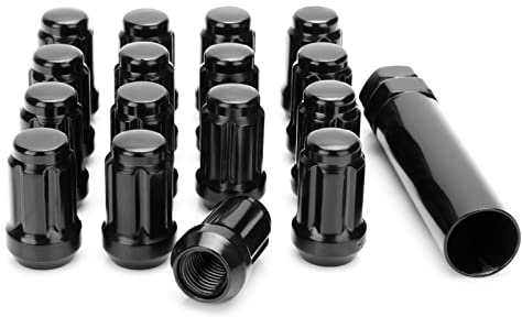 glorider ATV M12x1.5 Spline Lug Nuts, 16pcs 12x1.5 Lug Nuts Black with 1 Socket Key,12mmx1.5 Closed End Locking Lug Nuts for Polaris Ranger RZR Honda Can-Am Pioneer Maverick X3 Talon Outlander Civic