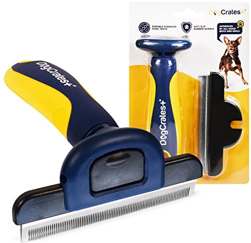 DogCrates+ Professional Deshedding Tool and Pet Grooming Brush for Small, Medium, and Large Dogs and Cats with Short or Long Hair