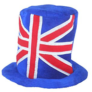 HENBRANDT Zylinderhut für Erwachsene mit britischer Flagge, britische Flagge, Einheitsgröße, Partyzubehör, Neuheit, Zylinder für Damen und Herren