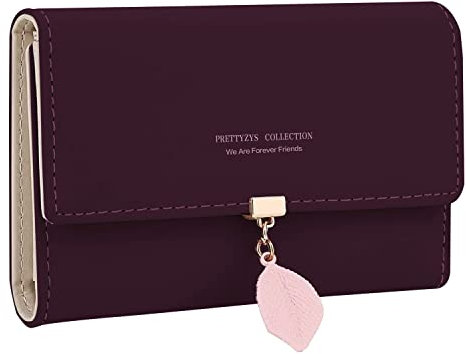 ANYWN Portefeuille Femme de Taille Moyenne, Élégant Porte-Monnaie avec de Nombreux Compartiments - Violet Foncé