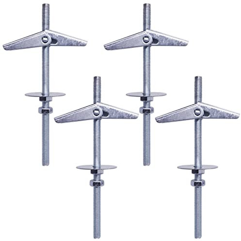 Marcopol Lot de 4 chevilles à ressort à ailettes M5 pour plaque de plâtre - Tiges filetées pour suspension - Fixation murale (4 pièces, M5)