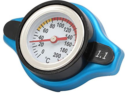 Tappo Radiatore Ad Alta Pressione, Akozon Universale Lega di Alluminio Tappo del Radiatore Con Termometro Per Auto(testa piccola 1.1)