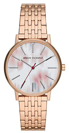 Armani Exchange Orologio da donna, movimento al quarzo a tre lancette, cassa in acciaio inossidabile oro rosa 36 mm con bracciale in acciaio inossidabile, AX5589