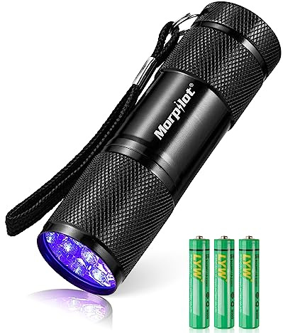 morpilot Mini UV Blacklight Flashlight, 395nm 9 LED Pet Urine Detector